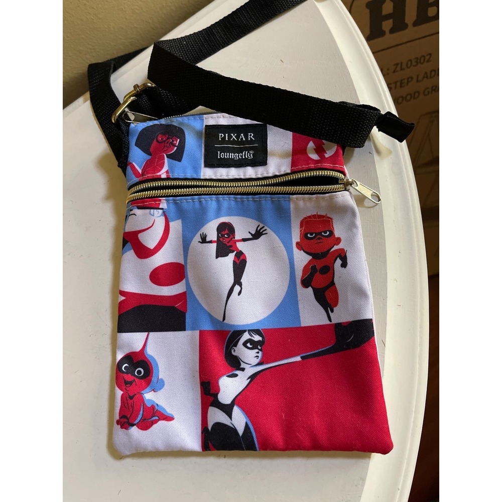 Loungefly Pixar The Incredibles Passport Crossbody Bag Comic Print Canvas